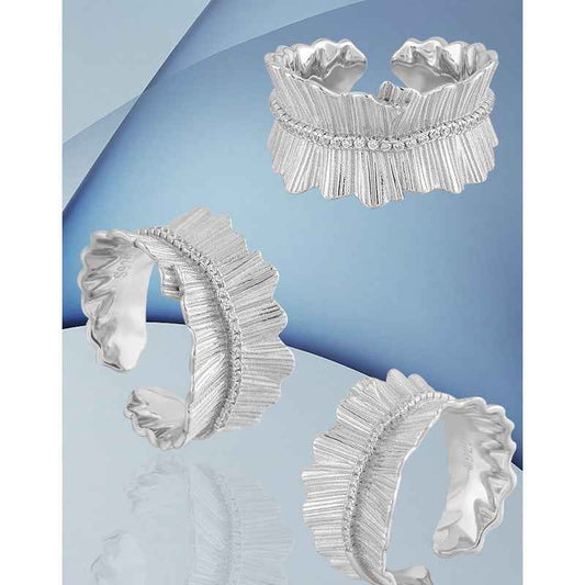Skirted Elegance Silver Statement Ring
