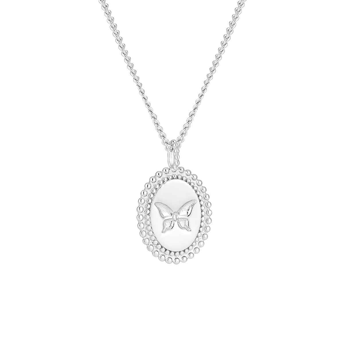 Coin Silver Butterfly Pendant Necklace