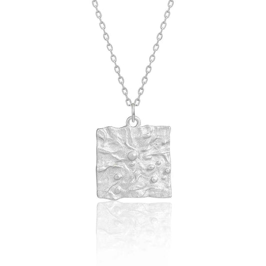 Geometric Square Silver Pendant Necklace