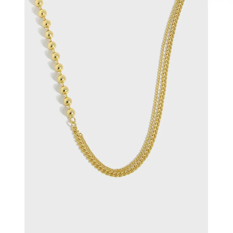 SELENE'S ROUND BEAD SIDE CHAIN SILVER NECKLACE - OPHRASTUDIO