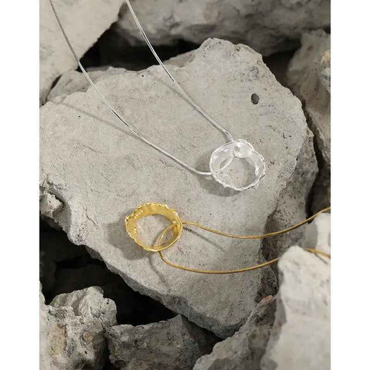 Freya's Geometric Round Silver Pendant Necklace