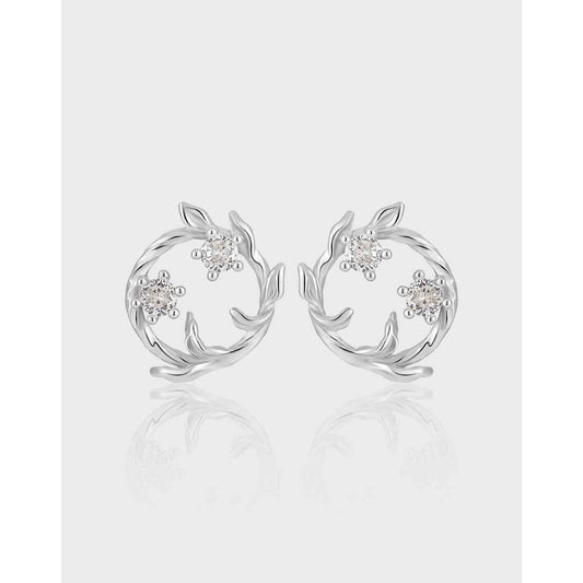 Titania's Wreath Silver Stud Earrings