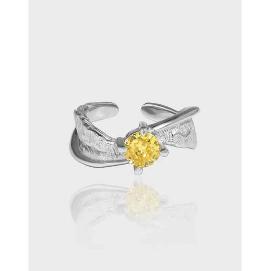 Selene's Yellow Silver Statement Ring