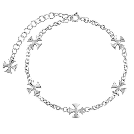 Cross Blossom Silver Bracelet