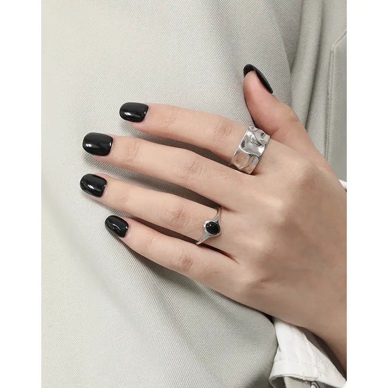 Midnight Luster Silver Statement Ring
