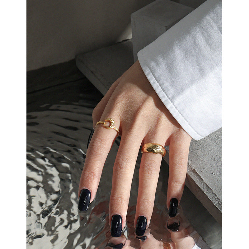 TEXTURED IRREGULAR SURFACE SILVER RING OPHRASTUDIO