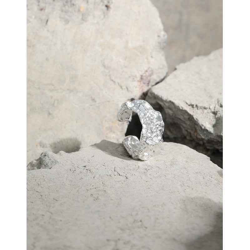 Irregular Lava Sterling Silver Ear Cuff Earring