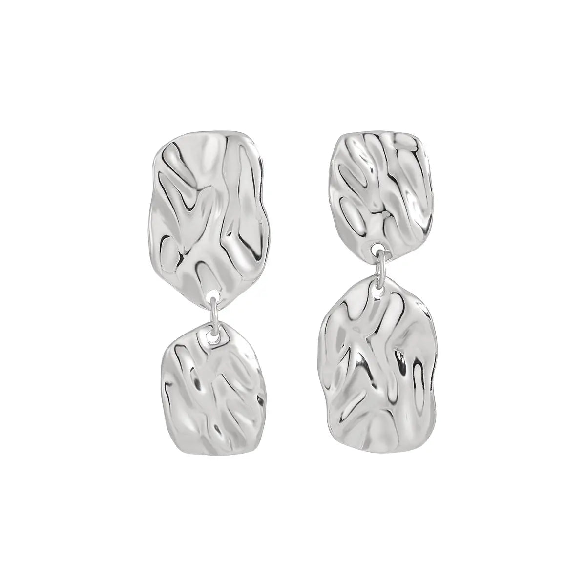 Water Ripple Silver Drop Earrings