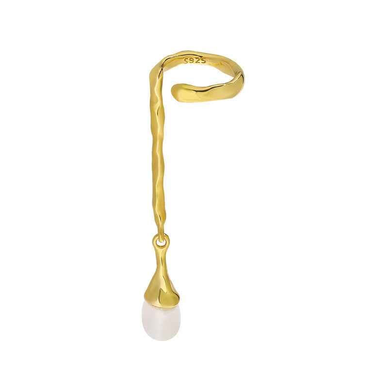 Long Freshwater Pearl Sterling Silver Ear Cuff Earring
