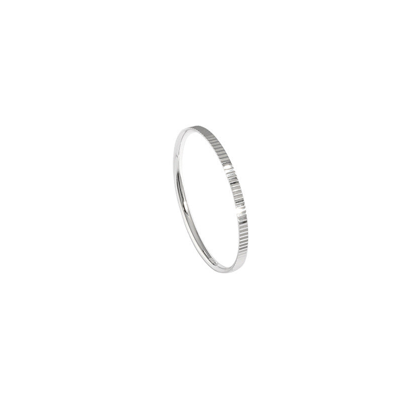 ENGRAVED TEXTURE THIN SILVER RING - OPHRASTUDIO