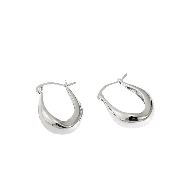 U-Shaped Temperament Silver Huggie Earrings