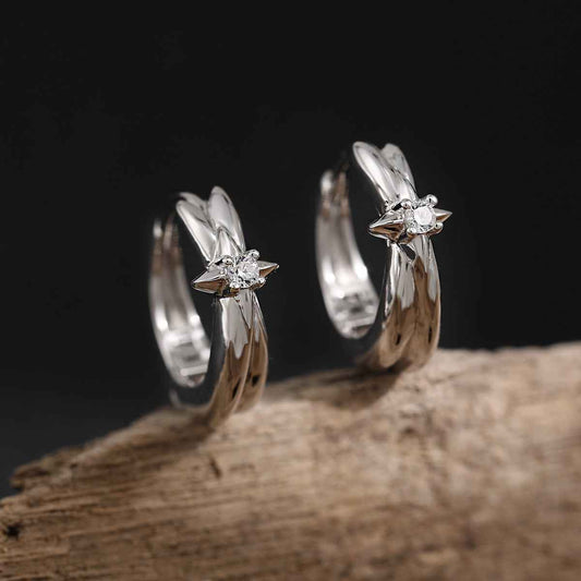 Starlight Sparkle Sterling Silver Huggie Earrings