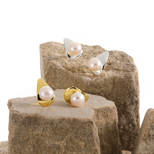 Ophelia's Silver Pearl Stud Earrings