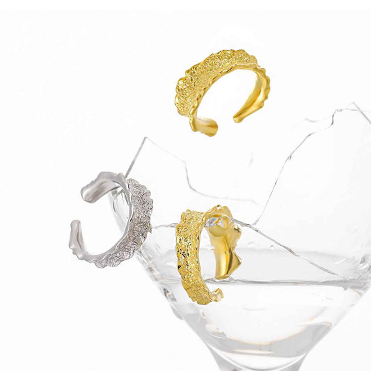 Isolde's Wide Textured Silver Statement Ring