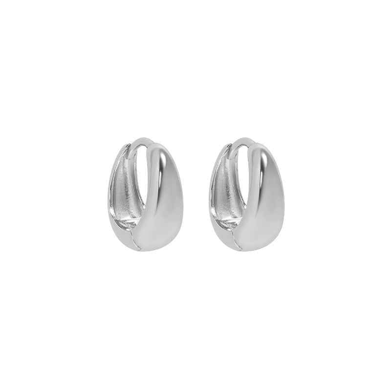 Isabella's Geometric Circle Silver Huggie Earrings