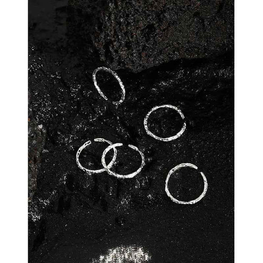 Dahlia's Foil Texture Silver Stacking Ring