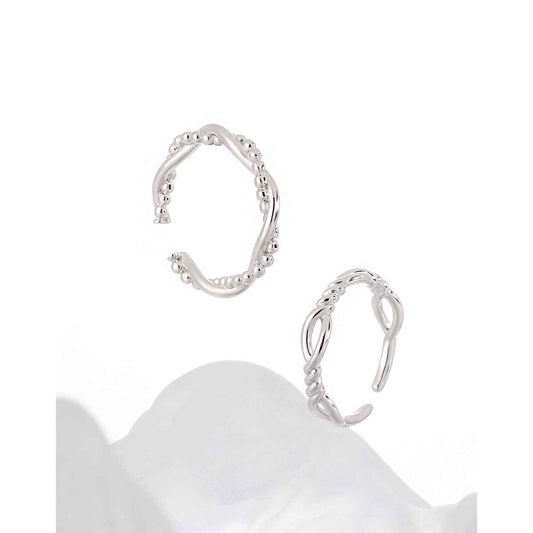 Lovers' Whisper Round Bead Silver Stacking Ring