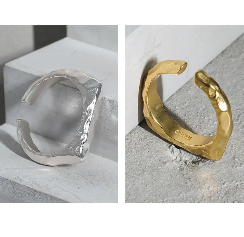 ELARA'S MINIMALIST TEXTURE SILVER RING - OPHRASTUDIO