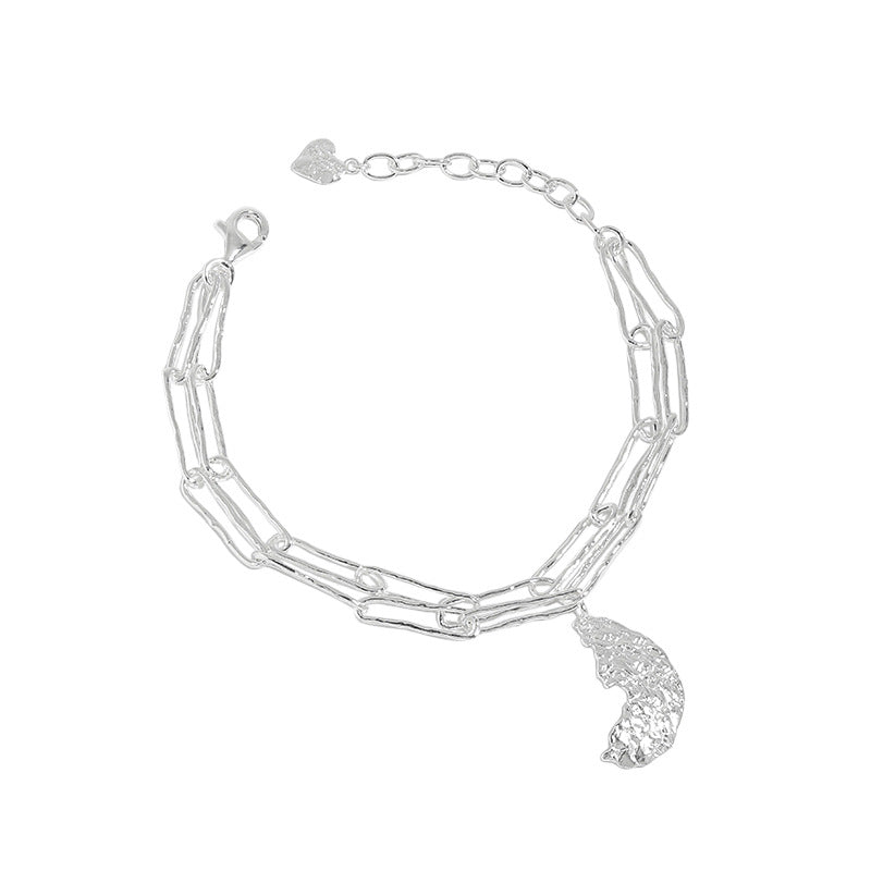 IRREGULAR MOON TEXTURE DOUBLE CHAIN BRACELET OPHRASTUDIO