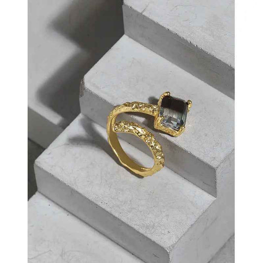 Freya's Tourmaline Texture Silver Statement Ring