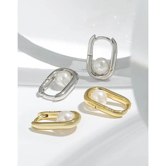 Seaside Serenity Silver Huggie Earrings