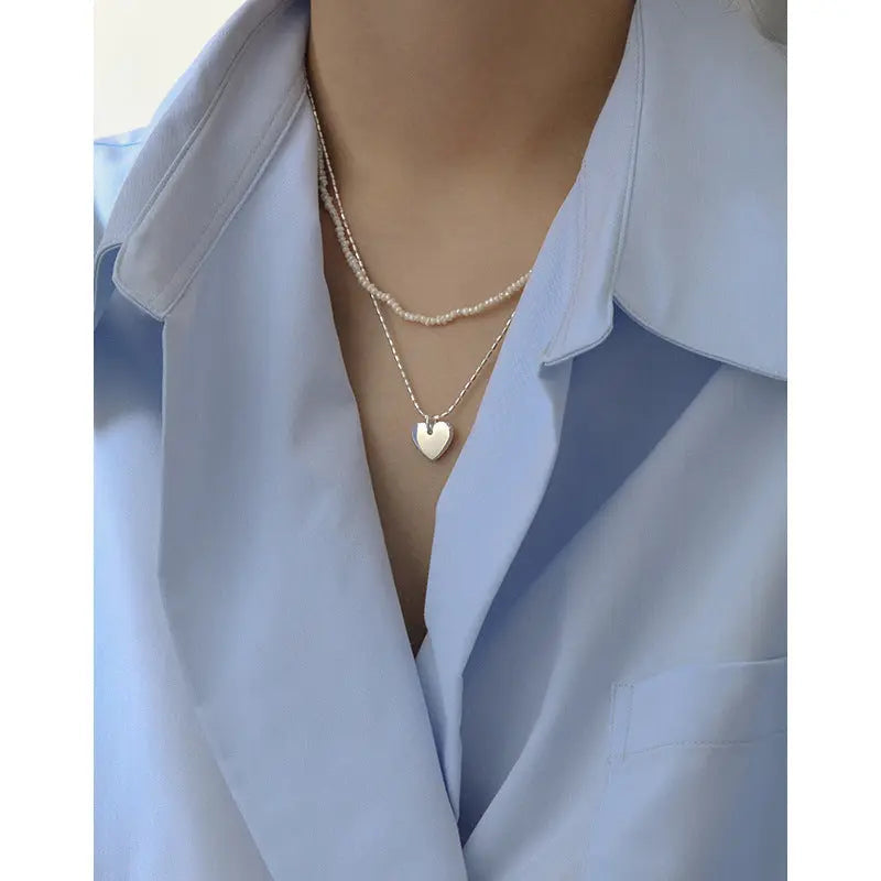 Elegant Baroque Silver Tiny Pearl Necklace