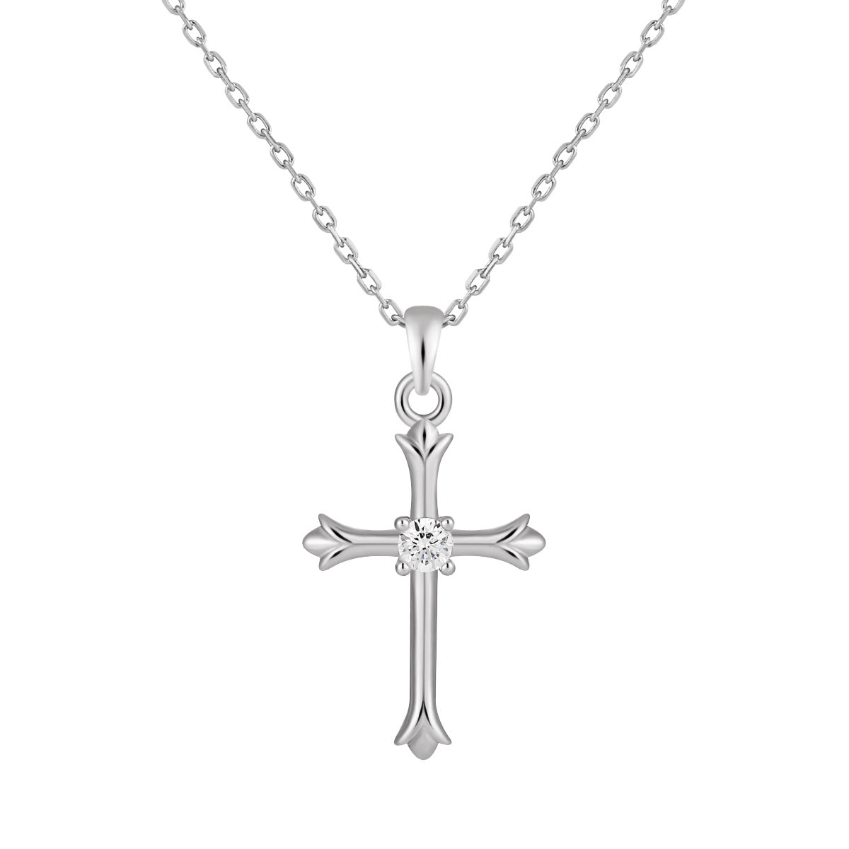 Diamond Cross Silver Pendant Necklace OPHRASTUDIO