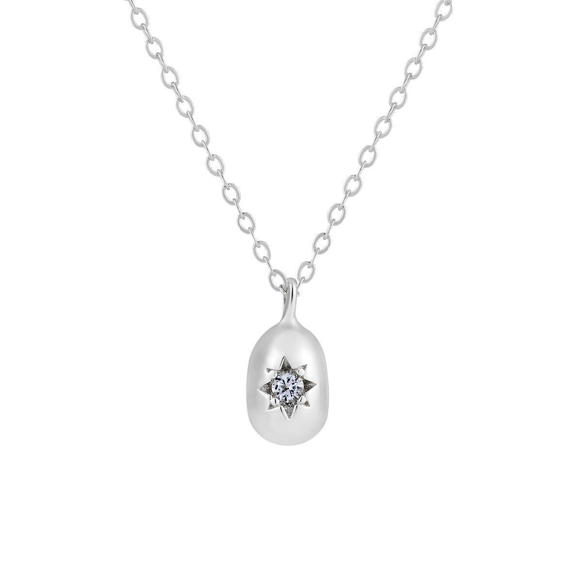 Celestial Spark Zircon Silver Pendant Necklace OPHRASTUDIO