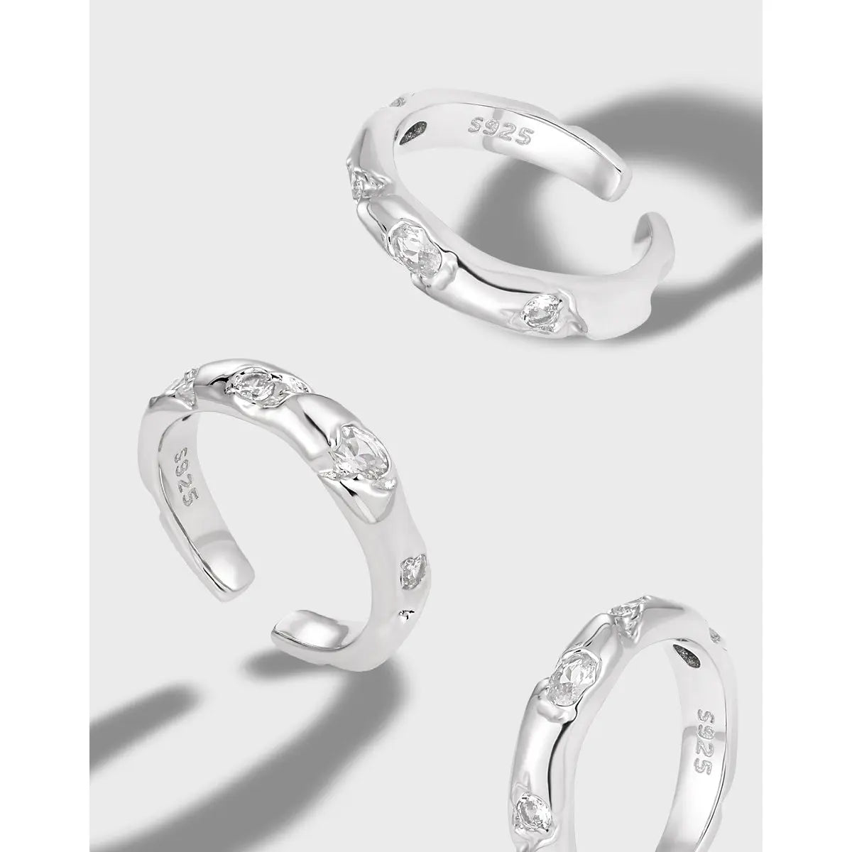 LUNA'S SMOOTH ZIRCON SILVER RING - OPHRASTUDIO