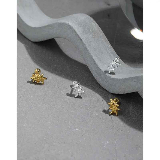 Starfish Screw Round Bead Silver Stud Earrings