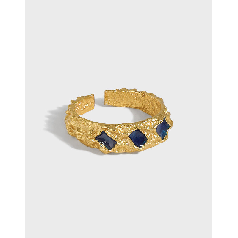AQUA DRIP GLAZE SILVER RING - OPHRASTUDIO