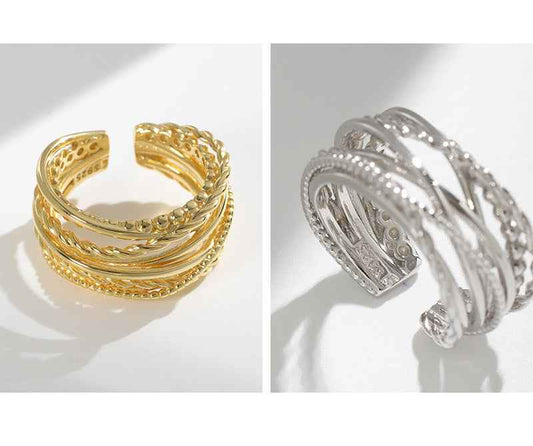 Layered Wrap Silver Statement Ring