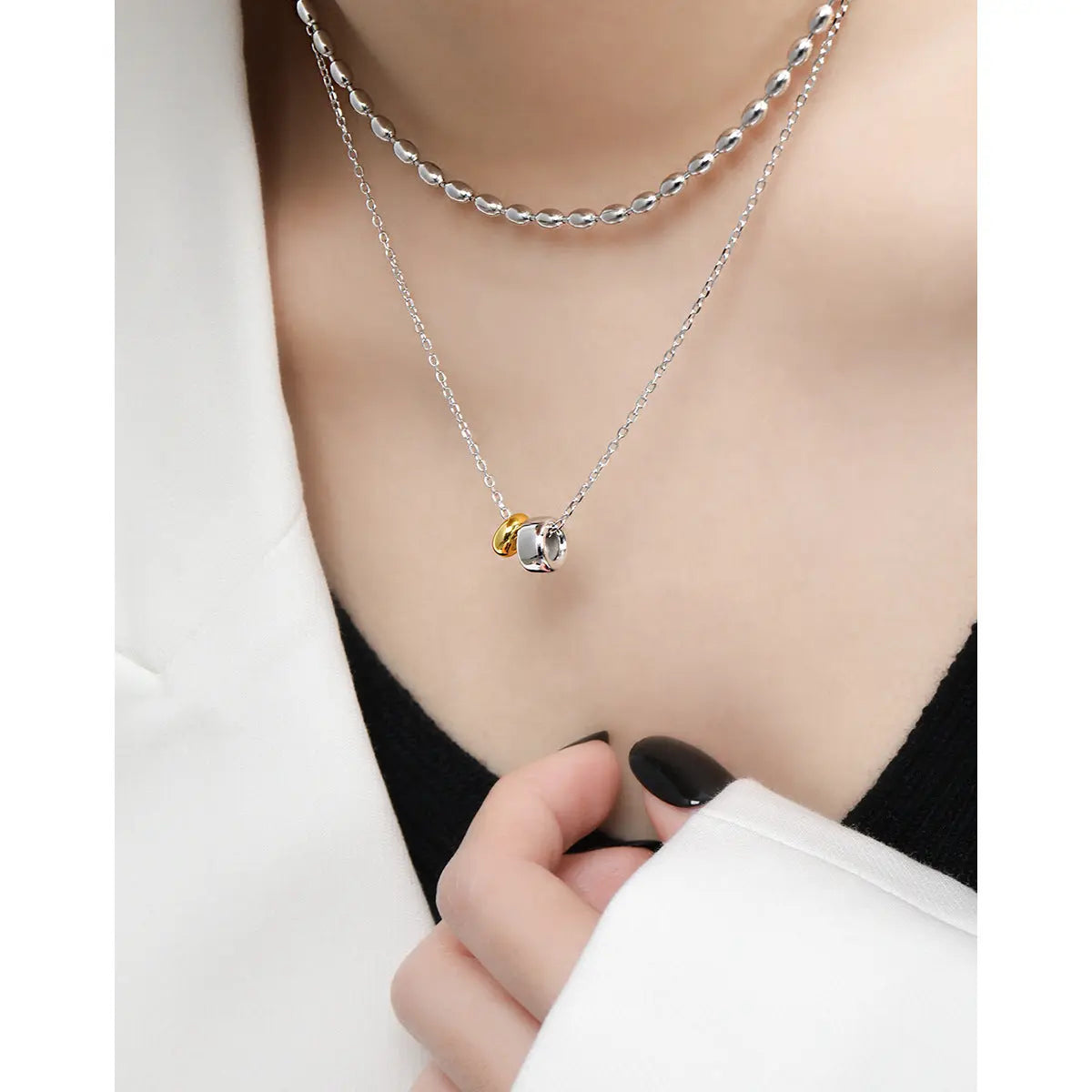 Color Round Wheel Silver Pendant Necklace