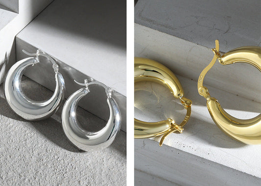 Sculpted Crescent Hoop Earrings OPHRASTUDIO