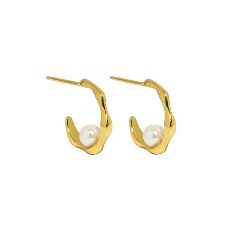 Minimalist Silver Pearl Stud Earrings