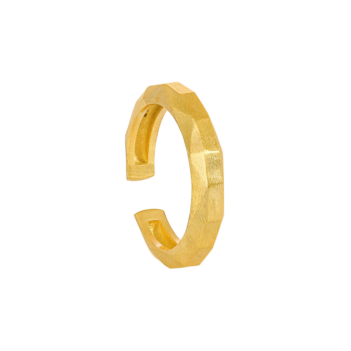 RAPUNZEL'S MULTI-FACETED CUT RHOMBUS BRUSHED SILVER RING OPHRASTUDIO