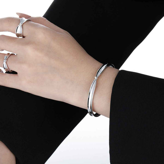 Polished Knot Sterling Silver Cuff Bracelet