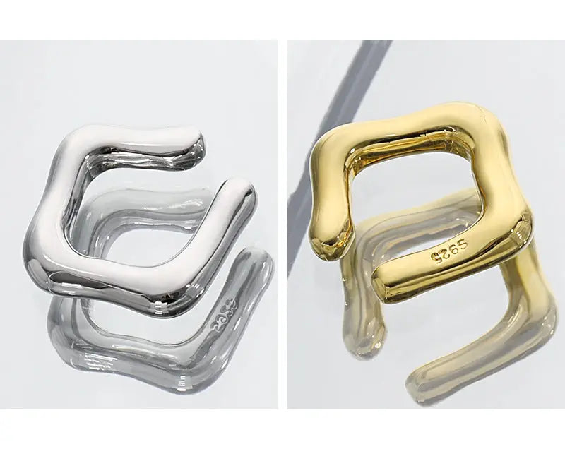 IRREGULAR TEXTURE SQUARE EAR CLIP - OPHRASTUDIO