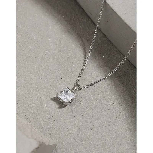 Aurora's Square Silver Pendant Necklace
