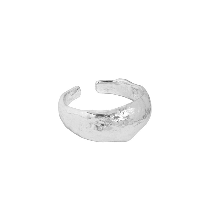 TEXTURED IRREGULAR SURFACE SILVER RING OPHRASTUDIO