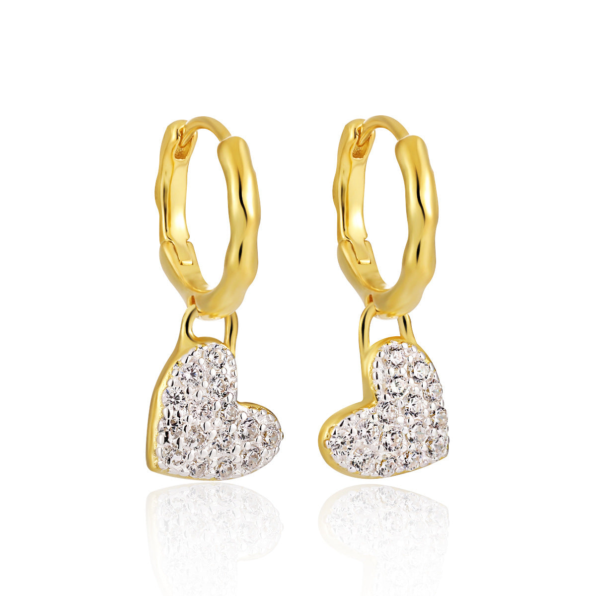 SPARKING HEART DROP SILVER EARRINGS - OPHRASTUDIO