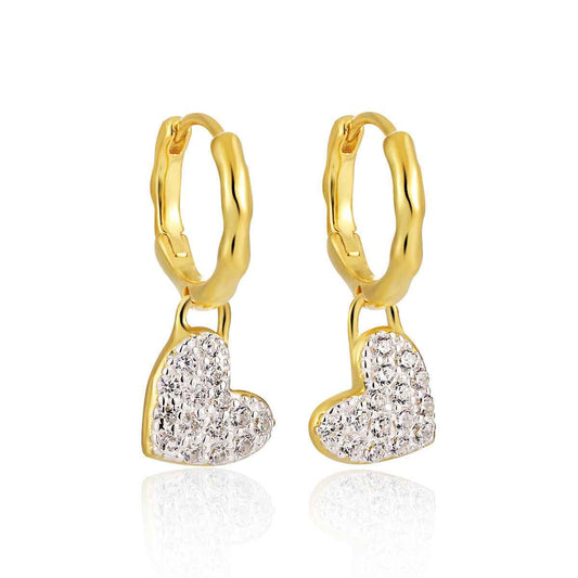 Sparking Heart Silver Drop Earrings