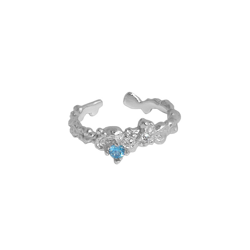 EVELYN'S MICRO-INLAID ZIRCON SILVER RING - OPHRASTUDIO