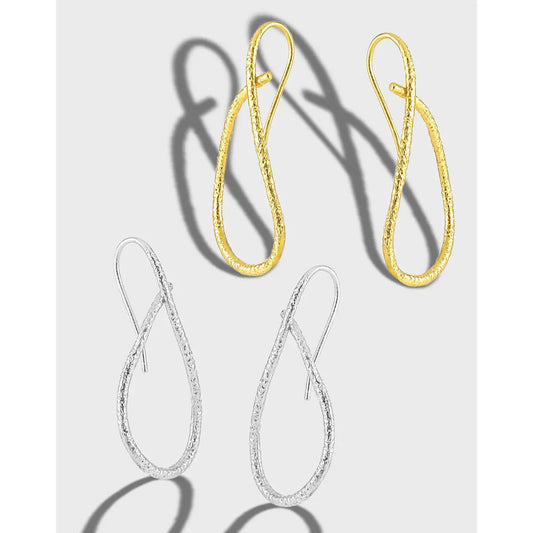 Irregular Lines Silver Drop Earrings