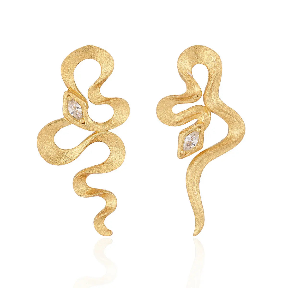 MEDEA'S SERPENTINE ZIRCON SILVER EAR STUDS - OPHRASTUDIO
