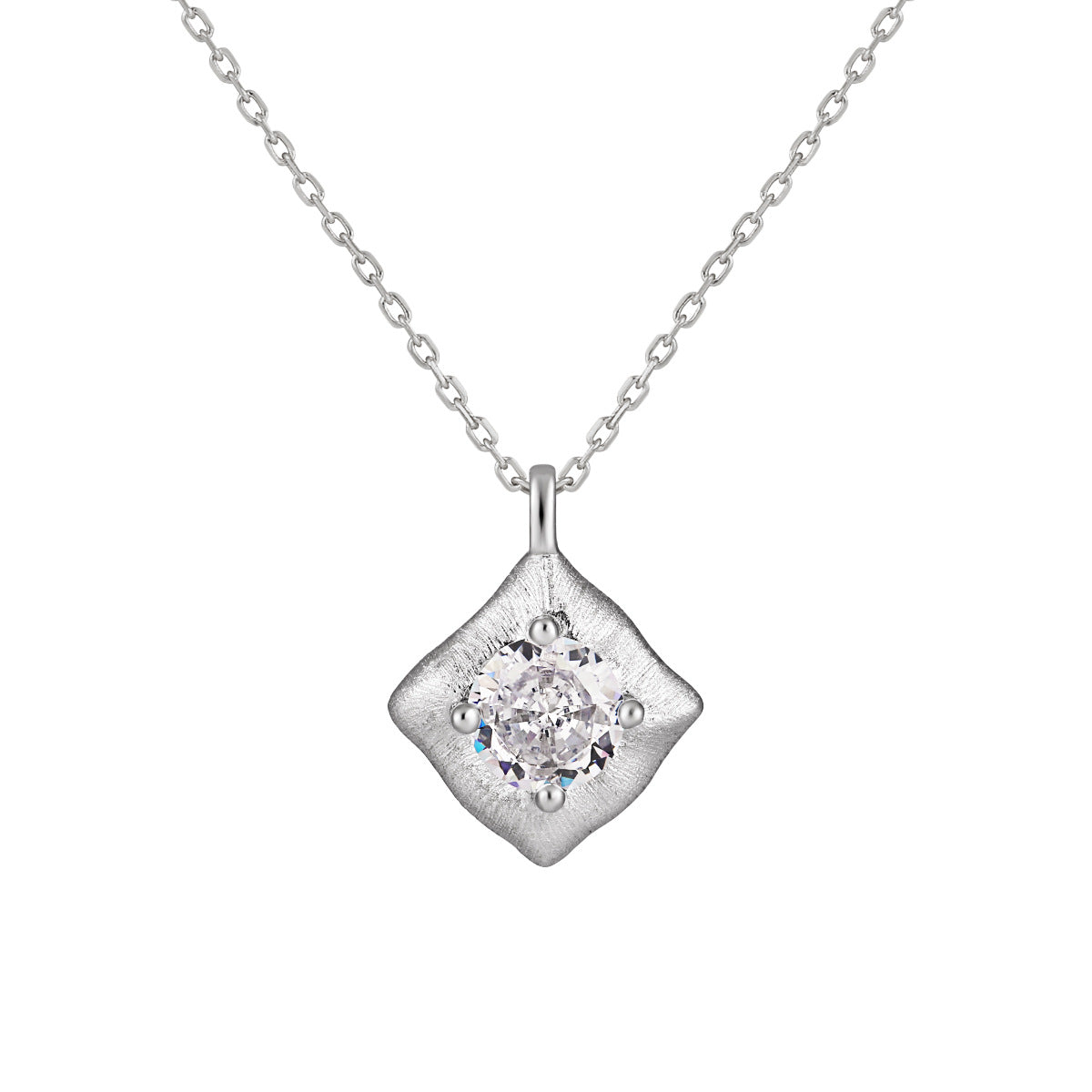Square Solitaire Pendant Necklace OPHRASTUDIO