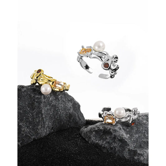 Eternal Lava Silver Pearl Ring