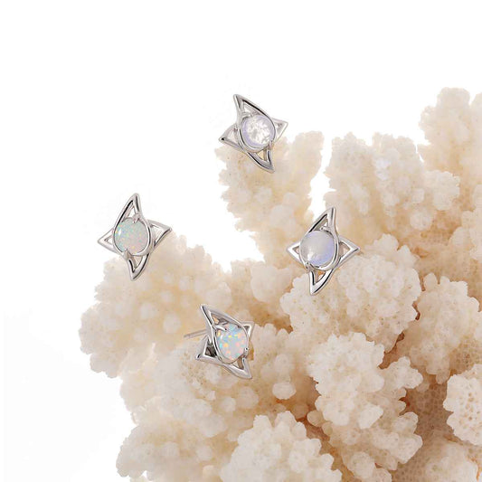 Lumina's Tetragonal Star Silver Gemstone Earrings