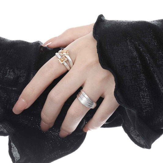 Celeste's Double-Layer Silver Statement Ring