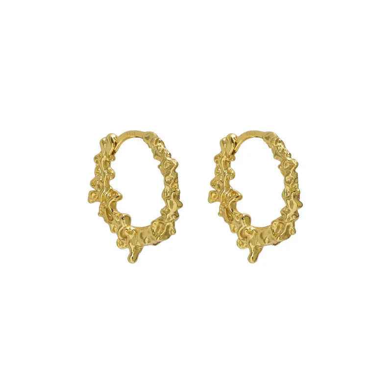 Foam Texture Geometric Silver Hoop Earrings